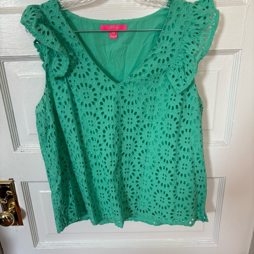 Green eyelet Lilly blouse